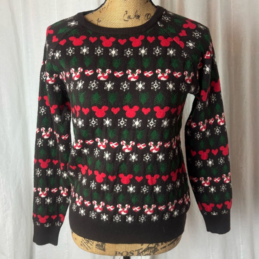 Disney Parks Authentic Mickey Ears Christmas Pullover Fair Isle Sweater Womens S